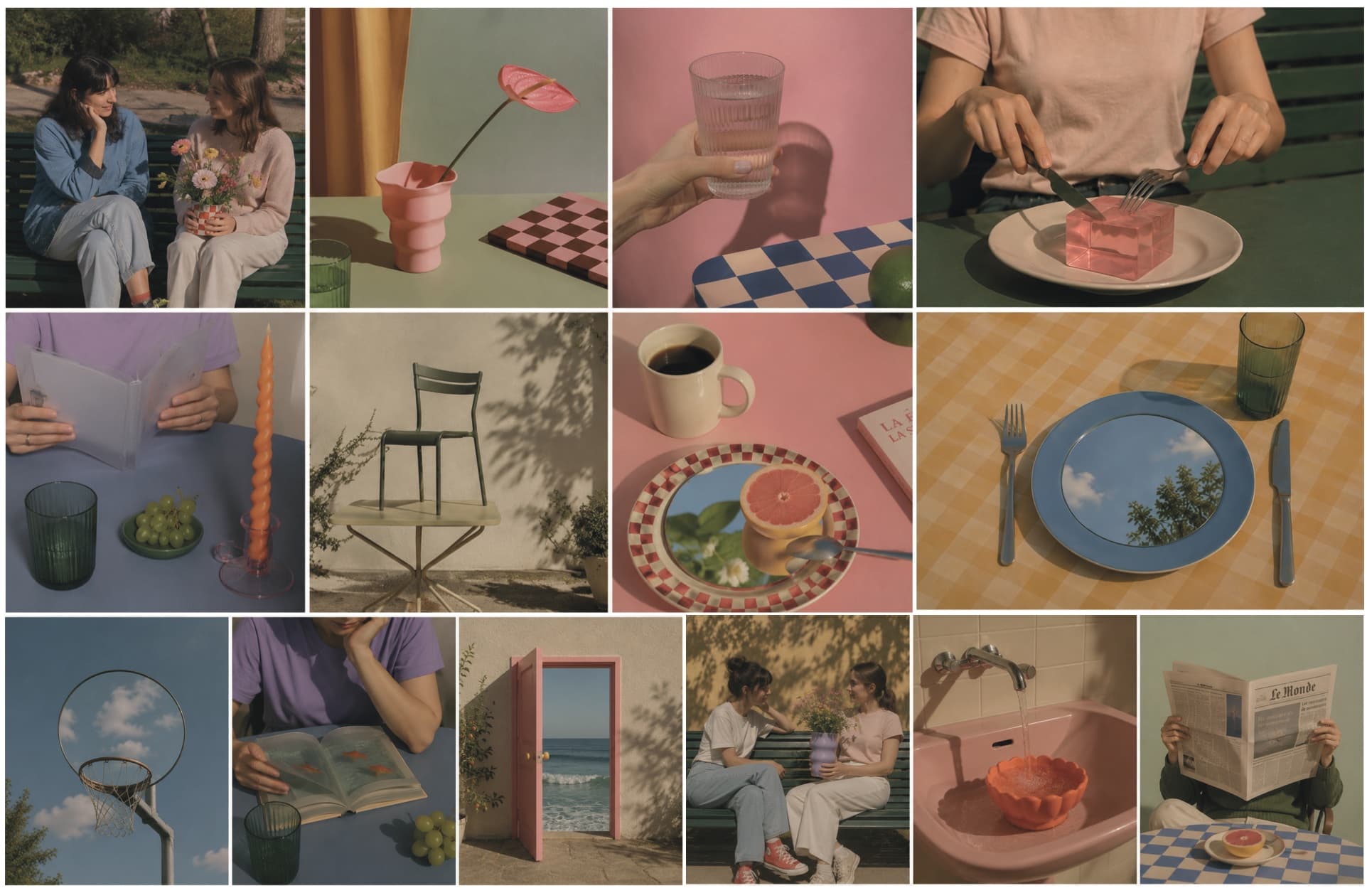 Grilla de fotografía conceptual de VERTAL: escenas cotidianas con objetos fuera de contexto