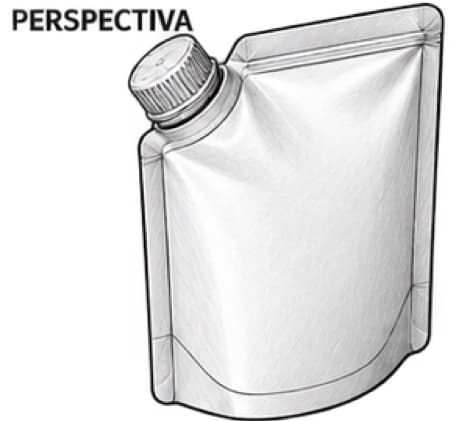 Perspectiva del doypack con pico lateral
