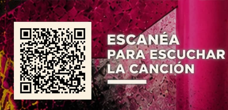 Detalle del QR de la aficheta Loop: «Escaneá para escuchar la canción»