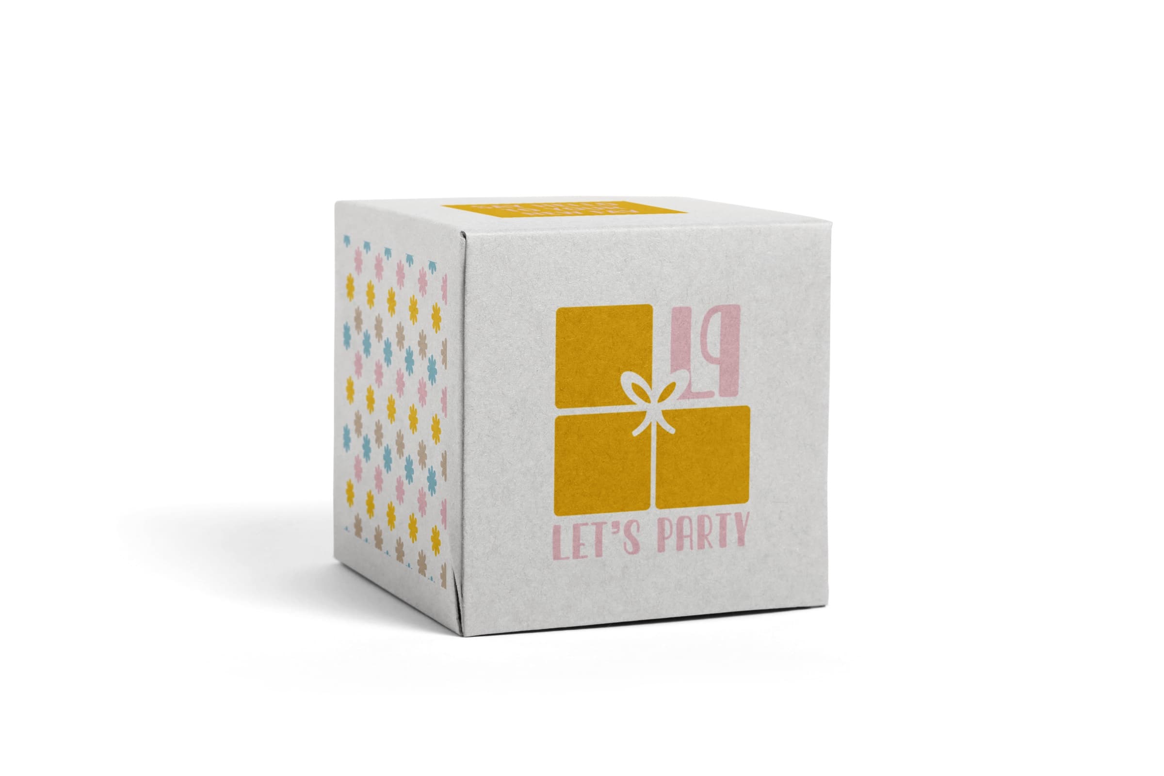 Caja de regalo con el isologo de Let's Party