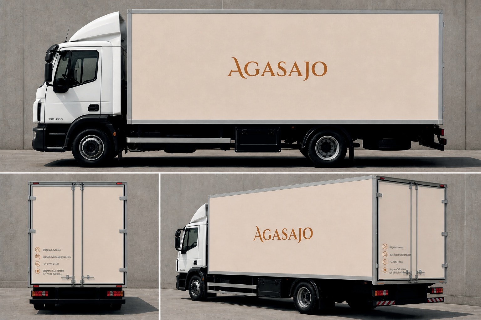 Camión ploteado con el logotipo de Agasajo